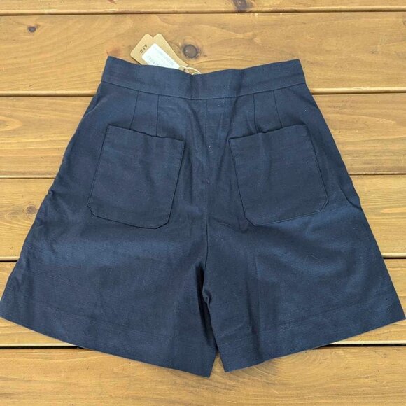 NWT A.P.C. Navy Diane Shorts - High Waisted Pleated Shorts - Picture 6 of 6